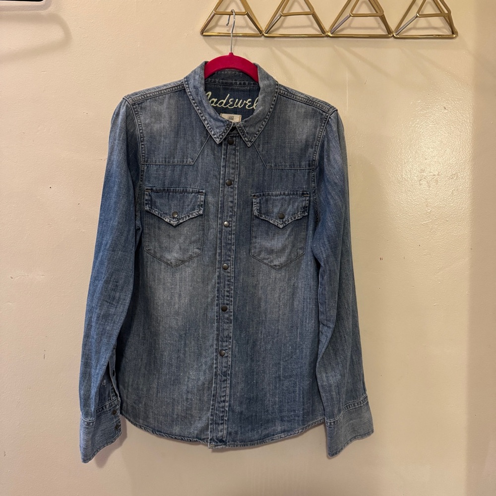 Madewell Western Denim Chambray Shirt - Size Large